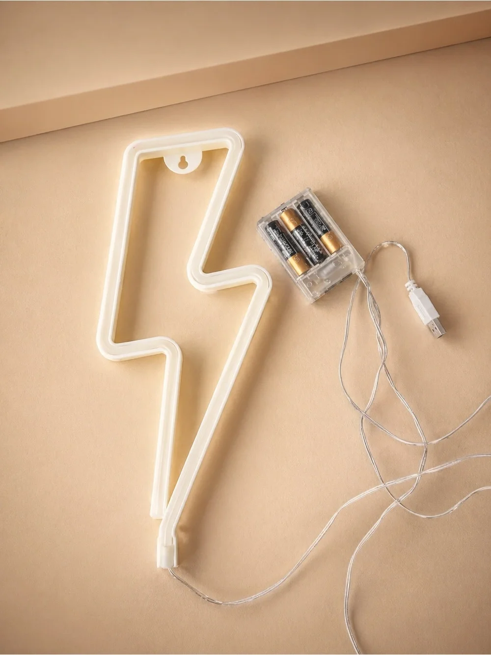 LED Lightning Bolt Neon Light USB Wall Decor Modern Aesthetic Lighting